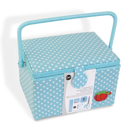 Dritz&#xAE; Aqua Dots Large Sewing Basket Kit
